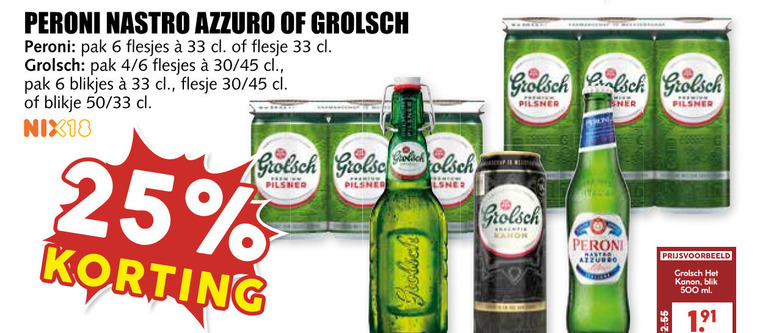 Peroni   speciaalbier, blikje bier folder aanbieding bij  MCD Supermarkt Basis - details