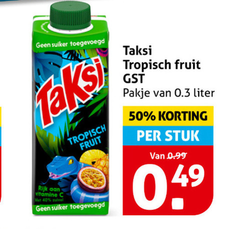 Taksi   fruitdrank folder aanbieding bij  Hoogvliet - details
