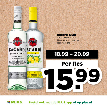 Bacardi   rum folder aanbieding bij  Plus - details