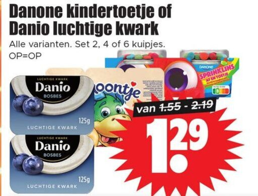 Danone   kwark, kindertoetjes folder aanbieding bij  Dirk - details