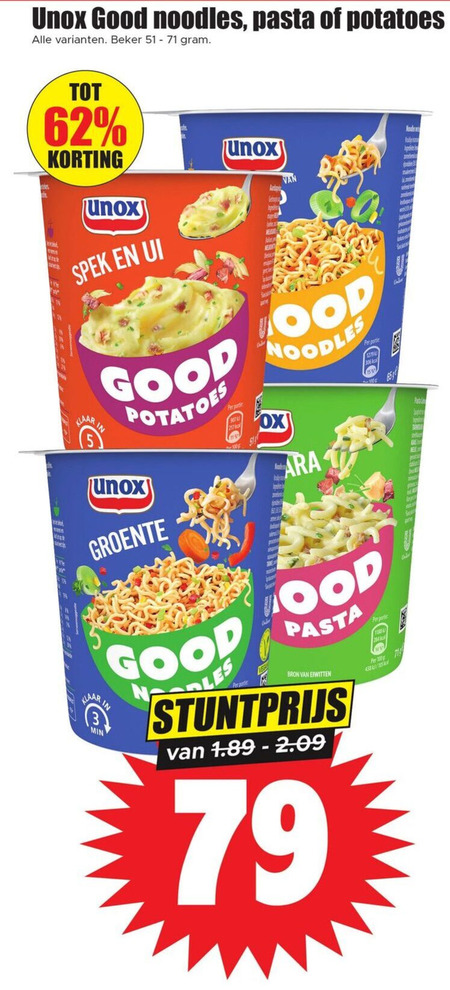 Unox   noodles folder aanbieding bij  Dirk - details