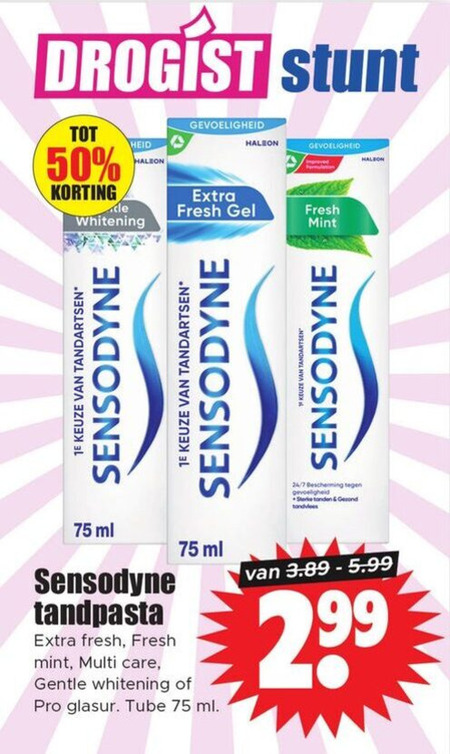 Sensodyne   tandpasta folder aanbieding bij  Dirk - details