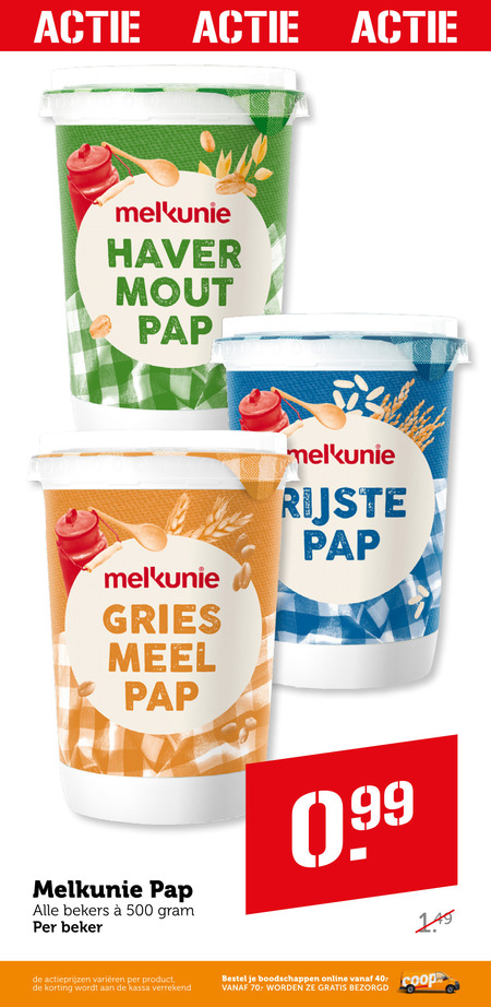 Melkunie   pap folder aanbieding bij  Coop - details