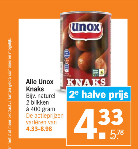 Unox   knakworst folder aanbieding bij  Albert Heijn - details