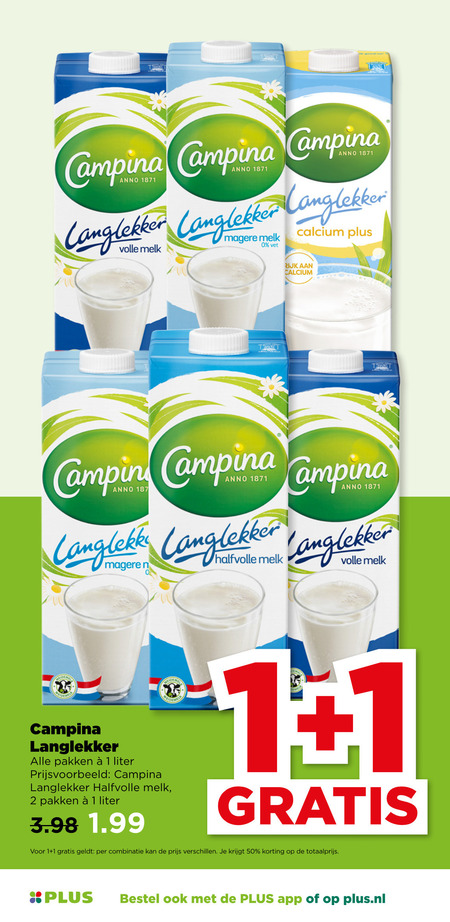 Campina   melk folder aanbieding bij  Plus - details