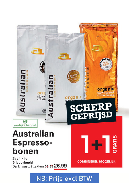 Australian   koffiebonen folder aanbieding bij  Sligro - details