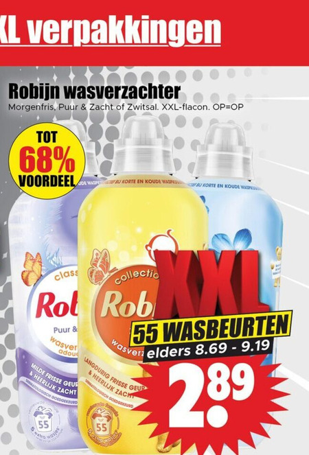 Robijn   wasverzachter folder aanbieding bij  Dirk - details