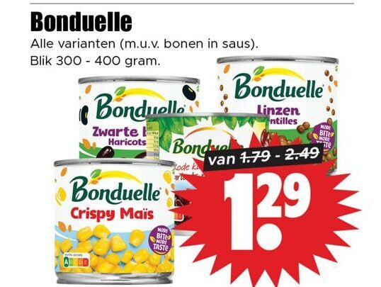 Bonduelle   groenteconserven folder aanbieding bij  Dirk - details