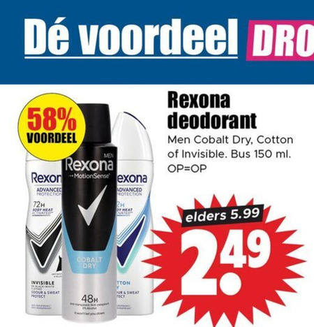 Rexona   deodorant folder aanbieding bij  Dirk - details