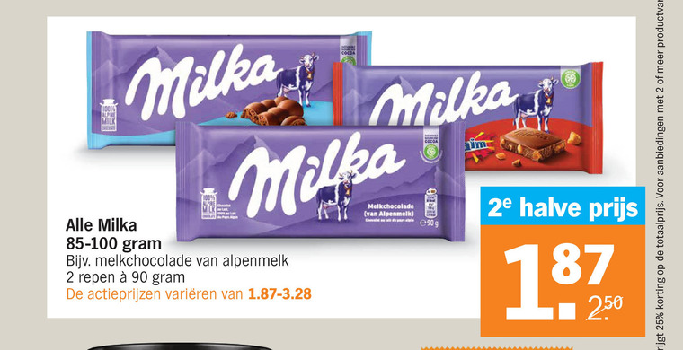 Milka   chocolade folder aanbieding bij  Albert Heijn - details