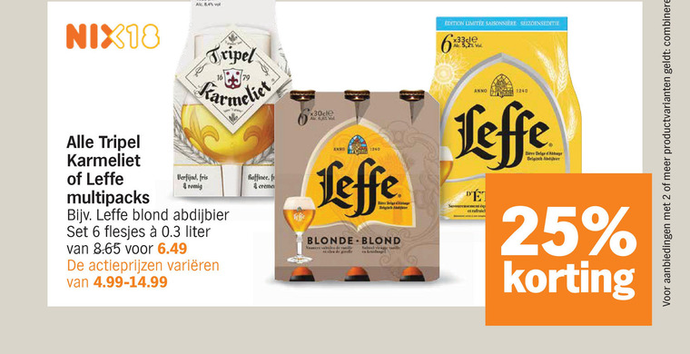 Leffe   krat bier, blikje bier folder aanbieding bij  Albert Heijn - details