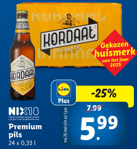 Kordaat   krat bier folder aanbieding bij  Lidl - details