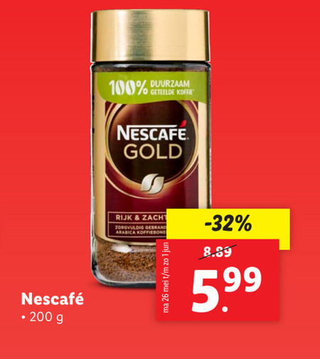 Nescafe   oploskoffie folder aanbieding bij  Lidl - details