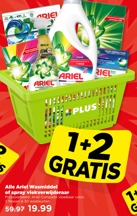 Ariel   wasmiddel folder aanbieding bij  Plus - details