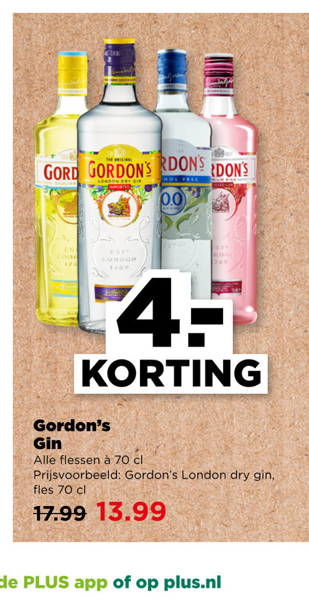 Gordons   gin folder aanbieding bij  Plus - details