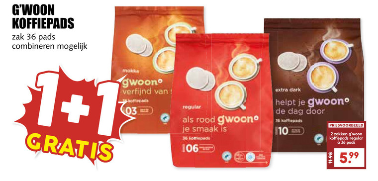 Gwoon   koffiepad folder aanbieding bij  MCD Supermarkt Basis - details