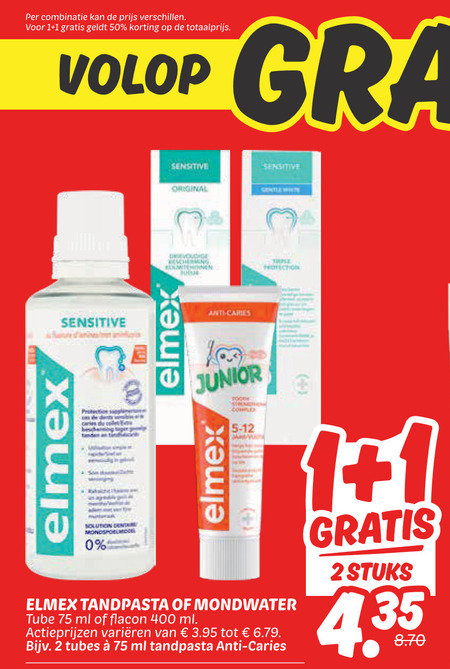Elmex   mondwater, tandpasta folder aanbieding bij  Dekamarkt - details
