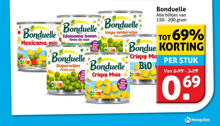 Bonduelle   groenteconserven folder aanbieding bij  Hoogvliet - details