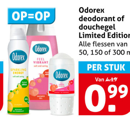 Odorex   douchegel, deodorant folder aanbieding bij  Hoogvliet - details
