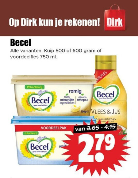 Becel   olie en vetten, margarine folder aanbieding bij  Dirk - details