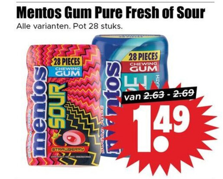 Mentos   kauwgom folder aanbieding bij  Dirk - details