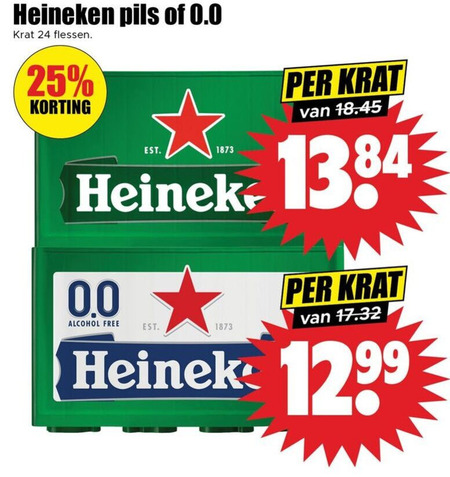Heineken 0.0   krat bier folder aanbieding bij  Dirk - details