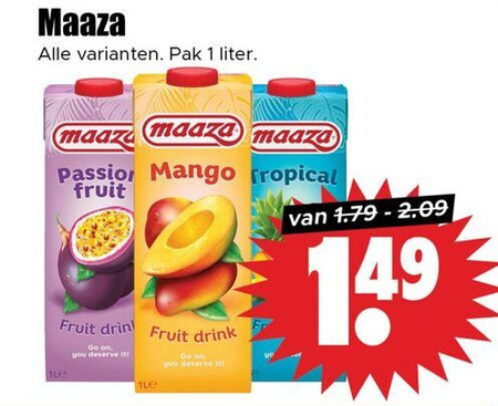 Maaza   fruitdrank folder aanbieding bij  Dirk - details