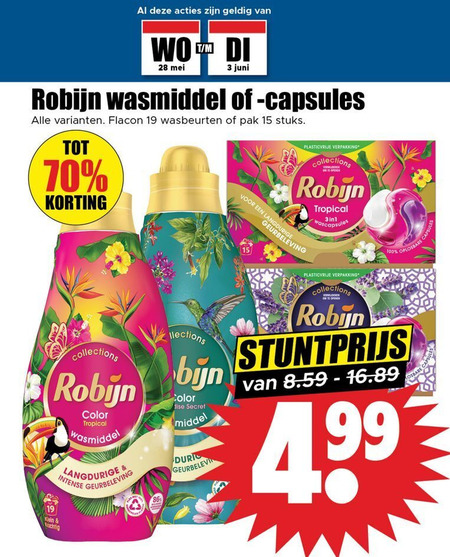 Robijn   wasmiddel folder aanbieding bij  Dirk - details