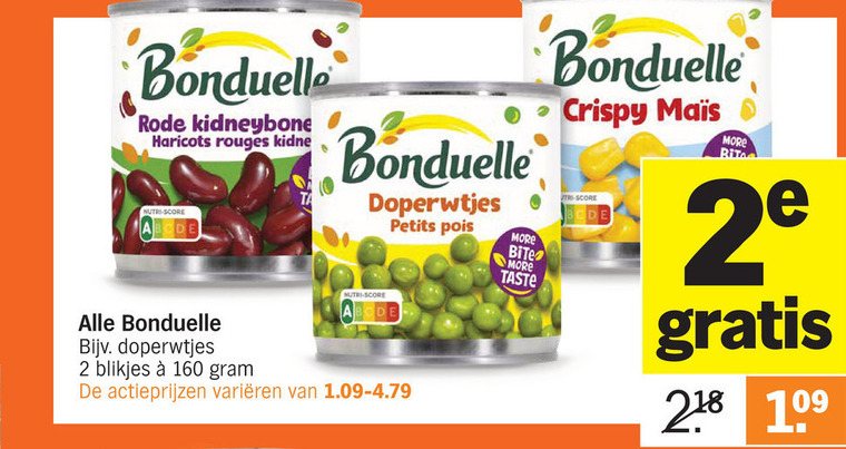 Bonduelle   groenteconserven folder aanbieding bij  Albert Heijn - details