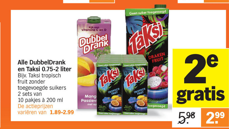 Taksi   fruitdrank folder aanbieding bij  Albert Heijn - details