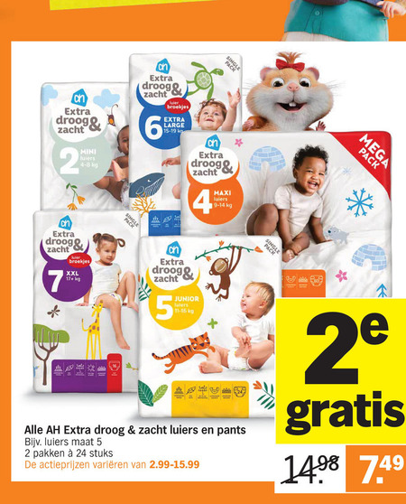 Albert Heijn Huismerk   luiers, luierbroekjes folder aanbieding bij  Albert Heijn - details