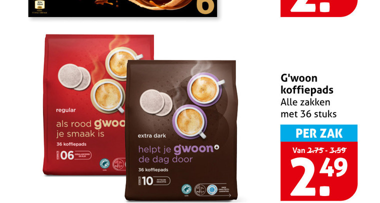 Gwoon   koffiepad folder aanbieding bij  Hoogvliet - details