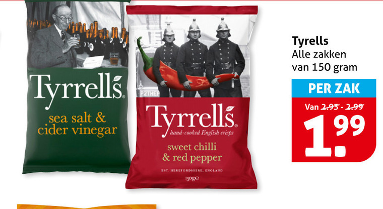 Tyrells   chips folder aanbieding bij  Hoogvliet - details