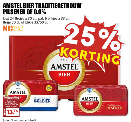 Amstel   krat bier, blikje bier folder aanbieding bij  MCD Supermarkt Basis - details