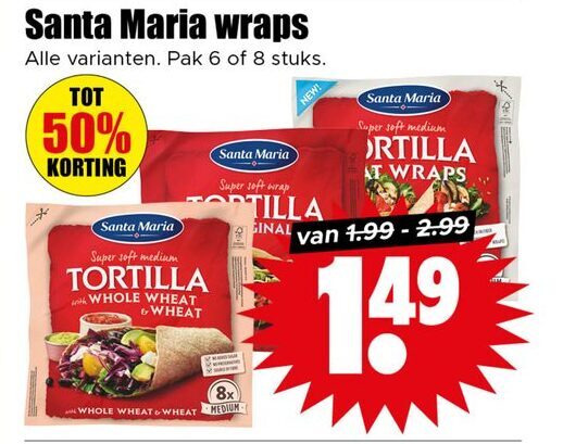 Santa Maria   tortilla folder aanbieding bij  Dirk - details