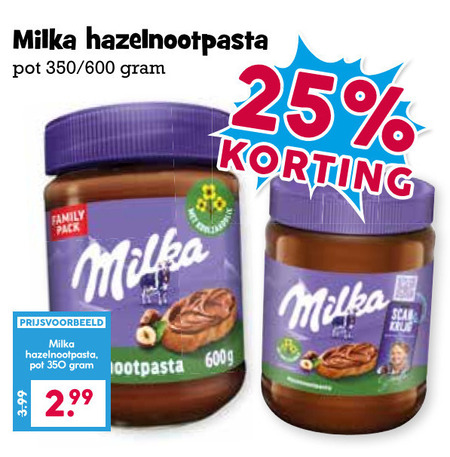 Milka   hazelnootpasta folder aanbieding bij  Boons Markt - details