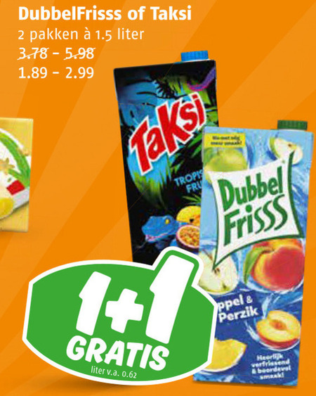 Dubbelfrisss   fruitdrank folder aanbieding bij  Poiesz - details