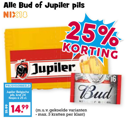 Bud   blikje bier, krat bier folder aanbieding bij  Boons Markt - details