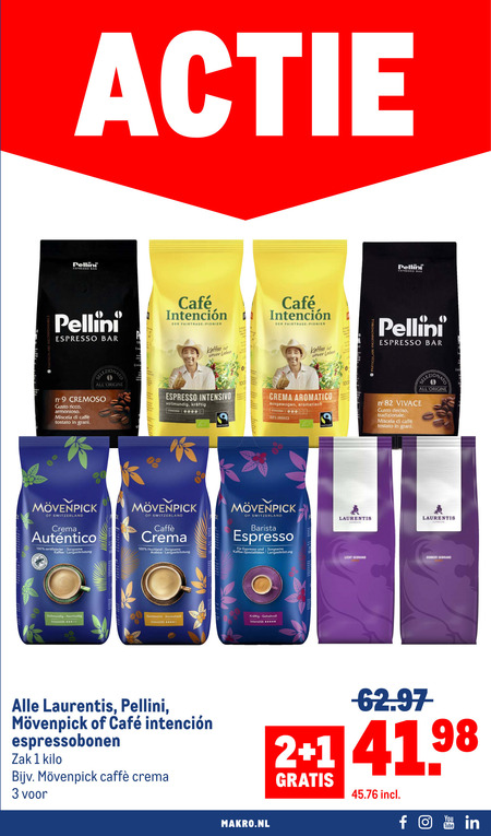 Pellini   koffiebonen folder aanbieding bij  Makro - details