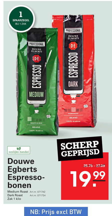 Douwe Egberts   koffiebonen folder aanbieding bij  Sligro - details