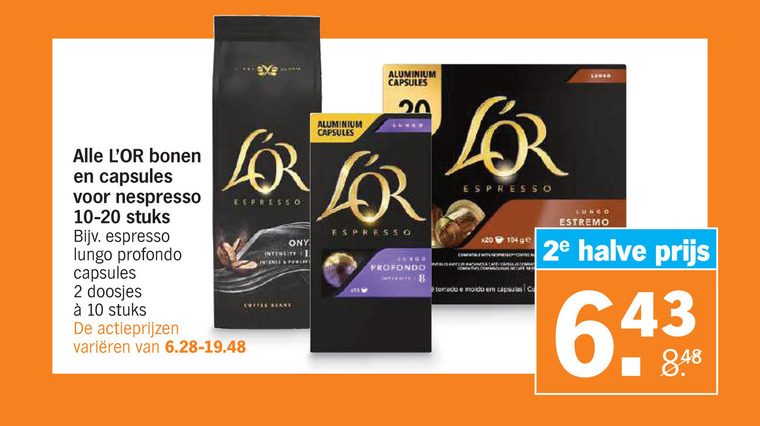 Douwe Egberts L Or   koffiecups, koffiebonen folder aanbieding bij  Albert Heijn - details