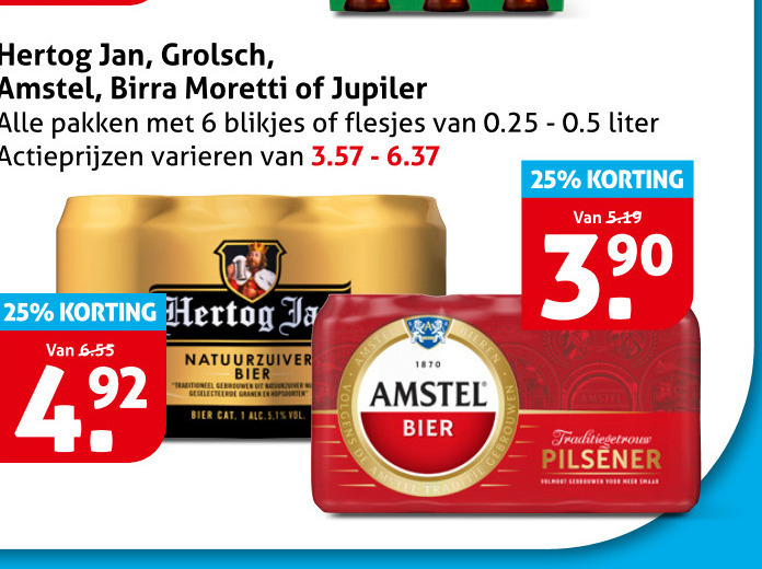 Amstel   blikje bier folder aanbieding bij  Hoogvliet - details