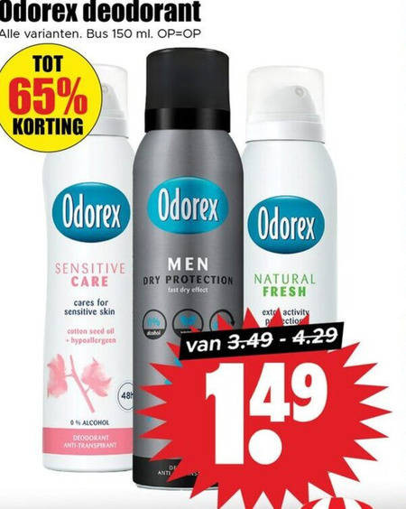 Odorex   deodorant folder aanbieding bij  Dirk - details