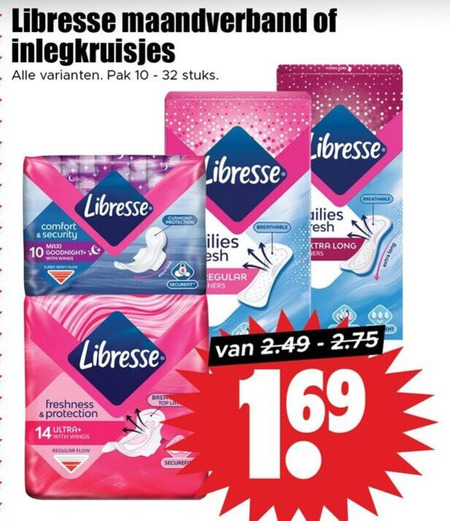 Libresse   inlegkruisjes, maandverband folder aanbieding bij  Dirk - details