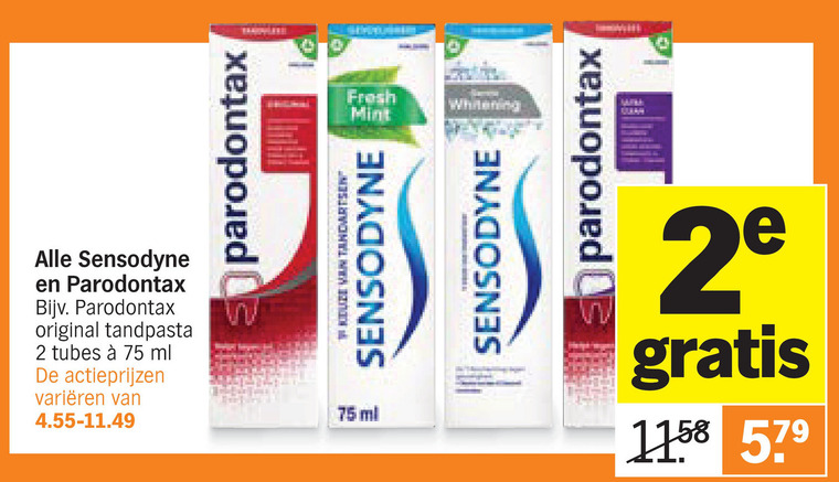 Paradontax   tandpasta folder aanbieding bij  Albert Heijn - details
