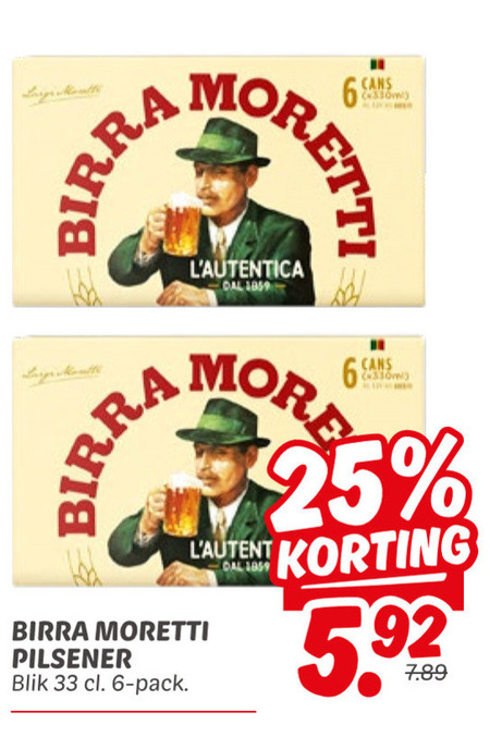 Birra Moretti   blikje bier folder aanbieding bij  Dekamarkt - details