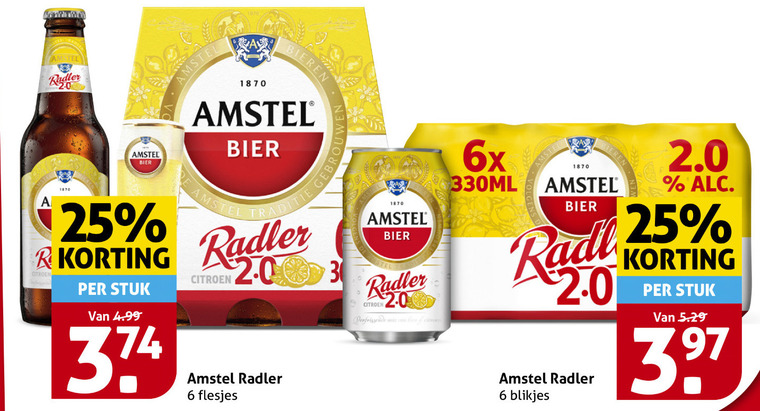 Amstel   radler bier folder aanbieding bij  Hoogvliet - details