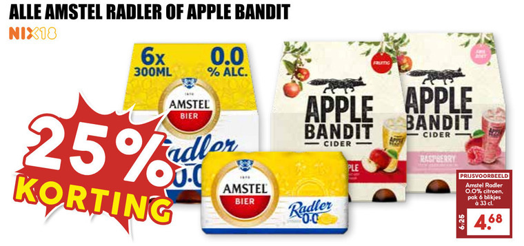 Amstel   radler bier, appelcider folder aanbieding bij  MCD Supermarkt Basis - details
