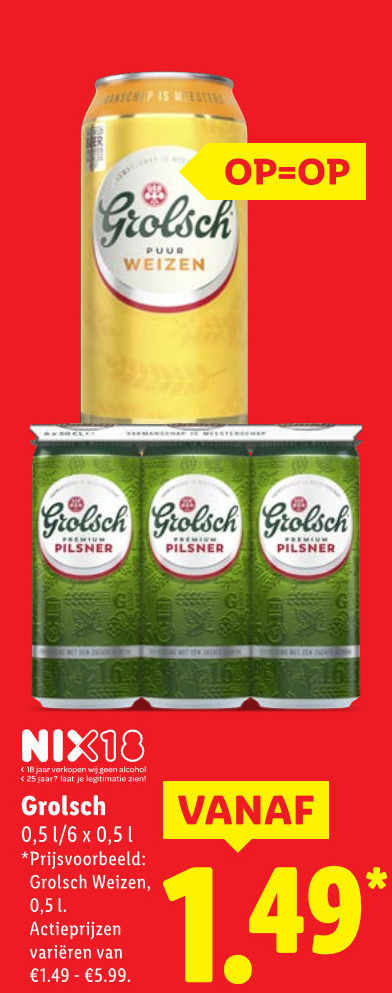 Grolsch   blikje bier folder aanbieding bij  Lidl - details
