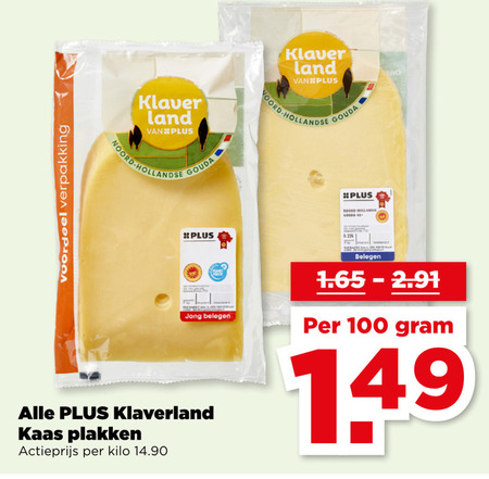 Klaverland   kaasplakken folder aanbieding bij  Plus - details